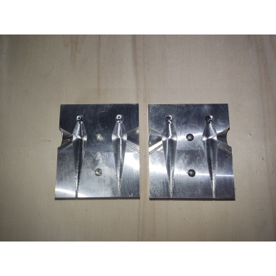 Molde aluminio, potera plomada 27 g. 2 cavidades